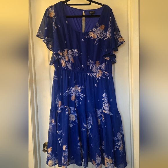 Torrid Floral Blue Chiffon Dress - Picture 3 of 4